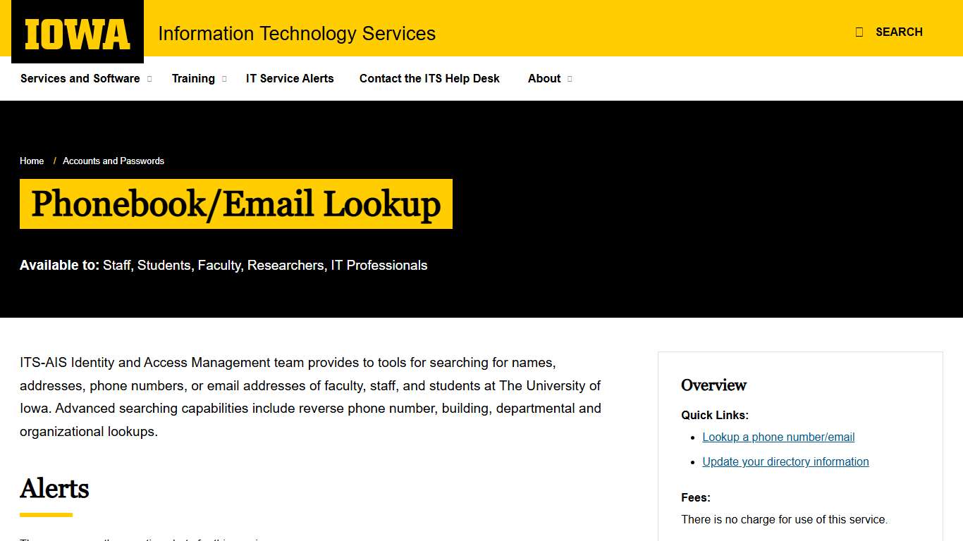 Phonebook/Email Lookup Information Technology Services - The University of Iowa
